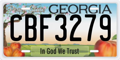 GA license plate CBF3279