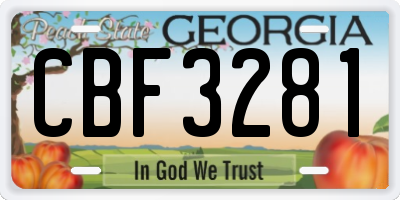 GA license plate CBF3281