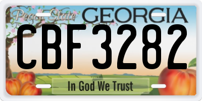 GA license plate CBF3282