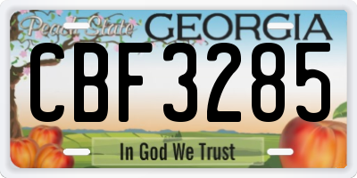 GA license plate CBF3285
