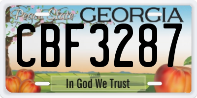 GA license plate CBF3287