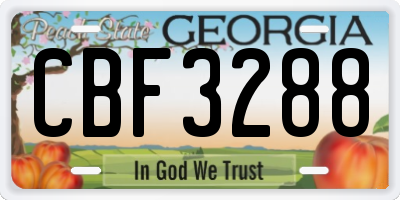 GA license plate CBF3288
