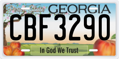 GA license plate CBF3290