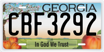 GA license plate CBF3292
