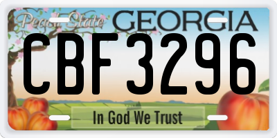 GA license plate CBF3296