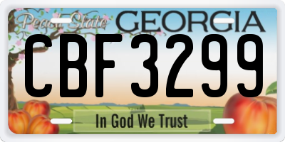 GA license plate CBF3299