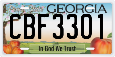 GA license plate CBF3301