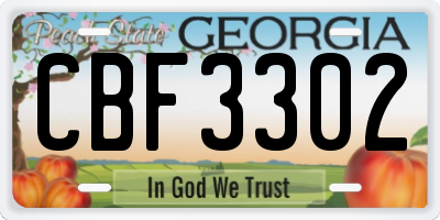 GA license plate CBF3302
