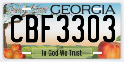 GA license plate CBF3303