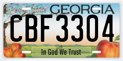 GA license plate CBF3304