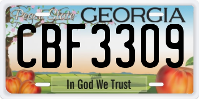 GA license plate CBF3309