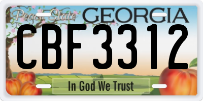 GA license plate CBF3312