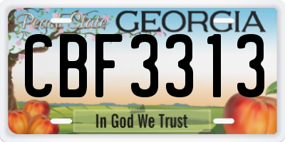 GA license plate CBF3313