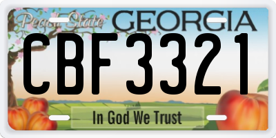 GA license plate CBF3321