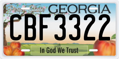 GA license plate CBF3322