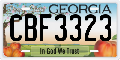 GA license plate CBF3323