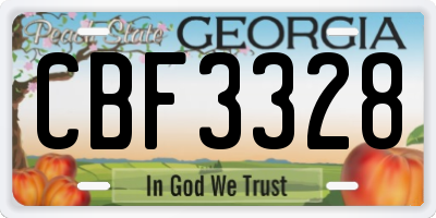 GA license plate CBF3328