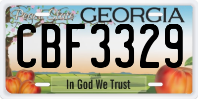 GA license plate CBF3329
