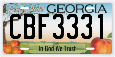 GA license plate CBF3331