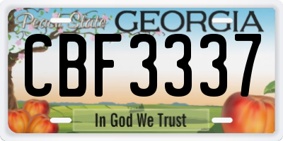 GA license plate CBF3337