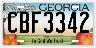 GA license plate CBF3342