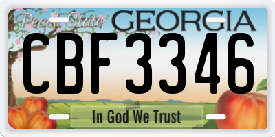 GA license plate CBF3346