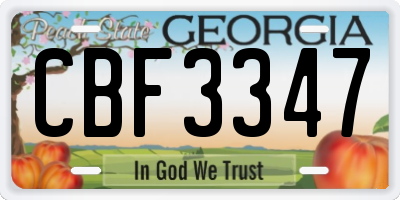 GA license plate CBF3347