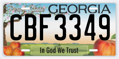 GA license plate CBF3349