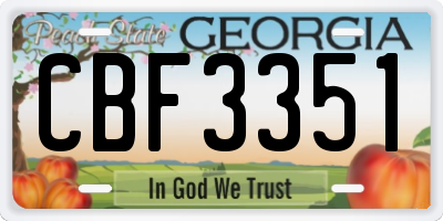 GA license plate CBF3351