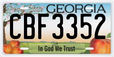 GA license plate CBF3352