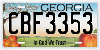 GA license plate CBF3353