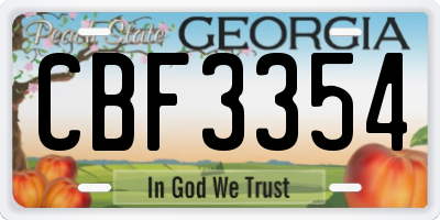 GA license plate CBF3354