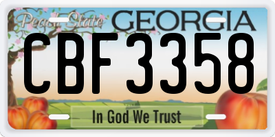 GA license plate CBF3358