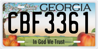 GA license plate CBF3361