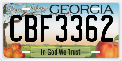 GA license plate CBF3362