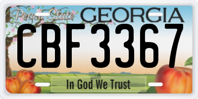 GA license plate CBF3367