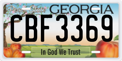 GA license plate CBF3369
