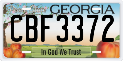 GA license plate CBF3372