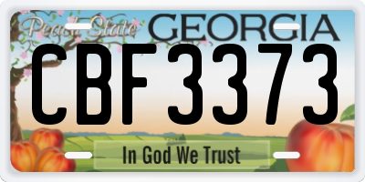 GA license plate CBF3373