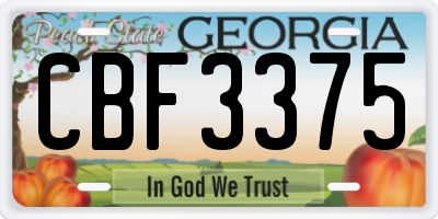 GA license plate CBF3375