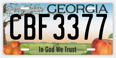 GA license plate CBF3377