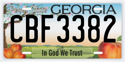 GA license plate CBF3382