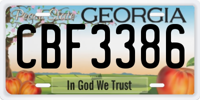 GA license plate CBF3386