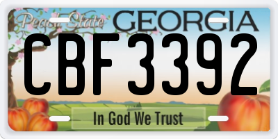 GA license plate CBF3392