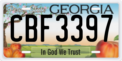 GA license plate CBF3397