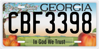 GA license plate CBF3398