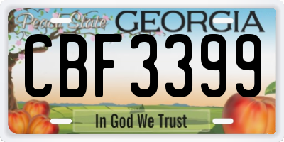 GA license plate CBF3399