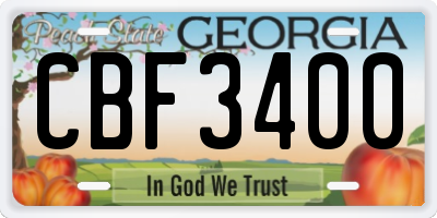 GA license plate CBF3400