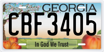 GA license plate CBF3405