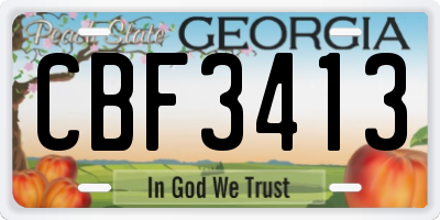 GA license plate CBF3413